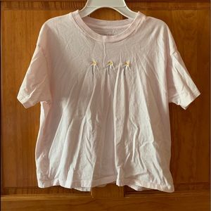 American Eagle baby pink flower shirt
